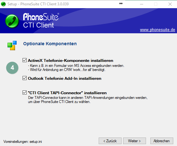 Setup des PhoneSuite CTI Client 