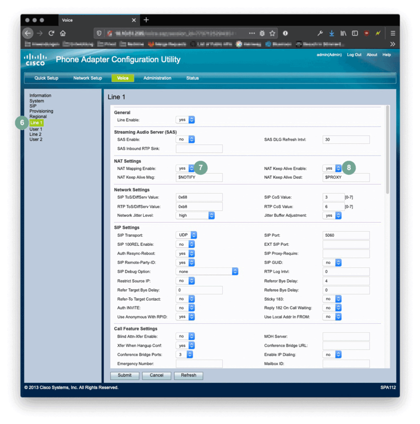 Cisco SPA112 Line 1 konfigurieren