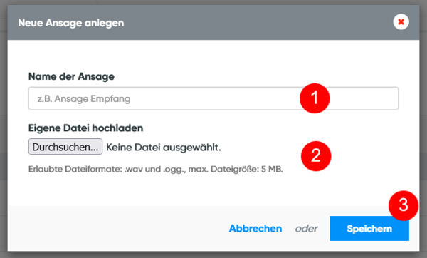 Ansage hochladen