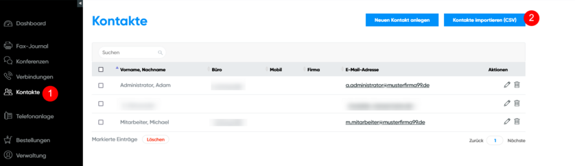 Kontakte per CSV importieren