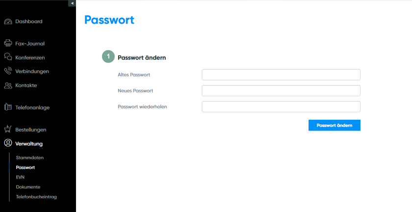 Verwaltungsbereich Passwort ändern